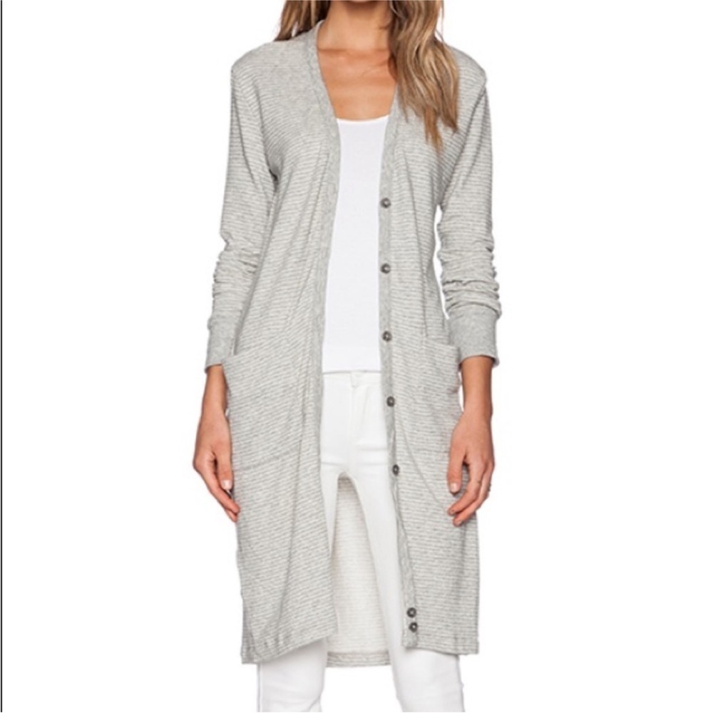 James Perse Long Sleeve Striped Cardigan Small